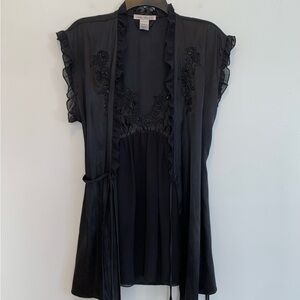 Linea Donatella Black Negligee & Robe 2 Piece